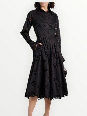 SIMKHAI Eda Broderie Anglaise Cotton Midi Shirt Dress